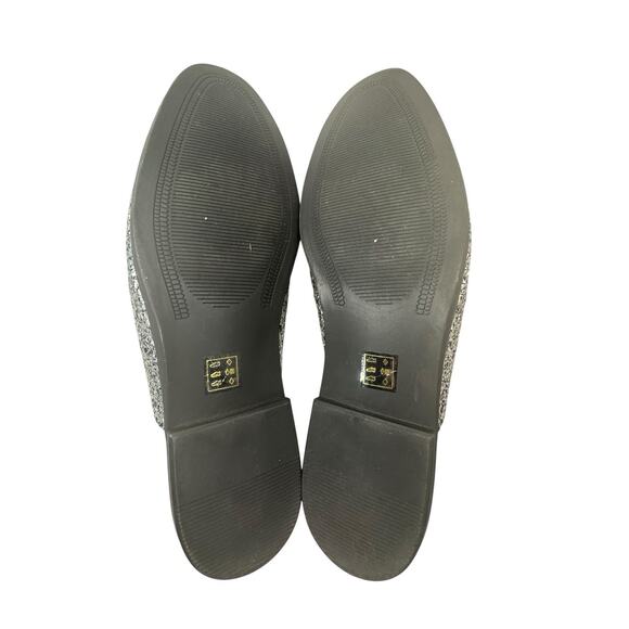 Asos Holiday Party Black Glitter Loafer Flats Womens 10 Snaffle Bit Slip Ons Fun - Picture 9 of 11